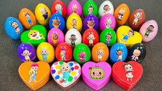 Rainbow Eggs SLIME: Hunting Pinkfong, Cocomelon Suitcase with CLAY Coloring! Satisfying ASMR Videos