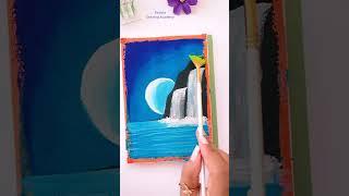 Easy Acrylic Painting || Waterfall Scenery Painting #CreativeArt #Satisfying