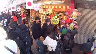 Nakamise shopping street at Sensoji Temple in Asakusa, Tokyo, New Year's Day 2025