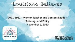 2021-2022 Mentor Teacher and Content Leader Trainings and Policy