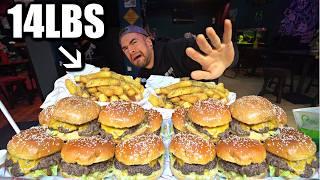 The UNBEATABLE 16 BURGERS & 5LB FRIES BURGER CHALLENGE | Joel Hansen Raw