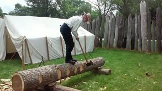 Notching a log to hew,  Autine by John Neeman Axe... Rooster