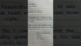 Application For Fever In English || MM Handwriting #shorts