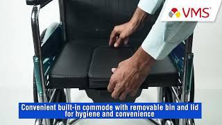 How to use a commode wheelchair: VMS Commode Wheelchair DELUXE