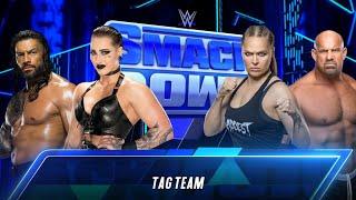 ROMAN REIGNS & RHEA RIPLEY VS RONDA ROUSEY  & GOLDBERG