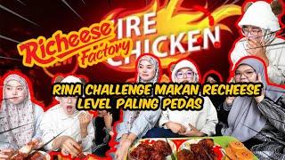 RINA DAN AISYAH  MUKBANG MAKAN AYAM RECHEESE LEVEL 4!!! RINA SESAK NAFAS KEPEDASAN!!!