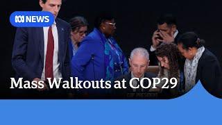 Mass walkouts threaten to collapse climate funding talks at COP29 | ABC News