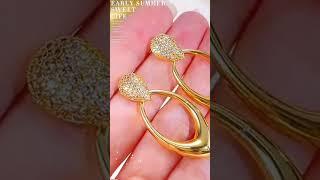 Fashion jewelry Wholesale Big Teardrop Dangle 18k Gold Plated Stainless Steel Earrings for Women