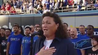 Gay and Trans choruses joined Dot Marie Jones for Dodgers National Anthem