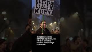 Protests Outside The Argentine Congress As  Senate Debates 'Ley de Bases'