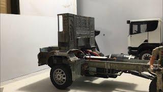 How to Make RC Heavy Construction Truck 1/14 Scale MAN TGS Back Side of Cabin Metal Idea