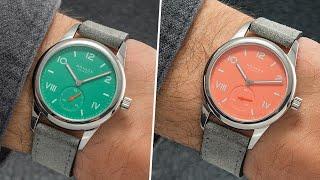 Two Striking New Dials from NOMOS - Club Campus 36mm Electric Green and Cream Coral