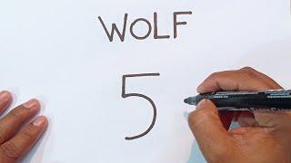 How to Draw a Angry Wolf Easy From Number 5 | How to Draw a Tribal Wolf Easy Step By Step