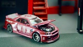 Nissan r34 skyline gtr Kaido house mini gt unboxing Jdm legend diecast 1/64 scale