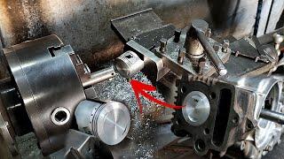 Piston Cutting and Notching For Valve clearance on Lathe machine. (Easy Trick)