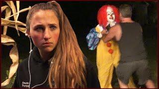 Scary Creepy Clown Stalks us and Get's Tackled By Angry Dad