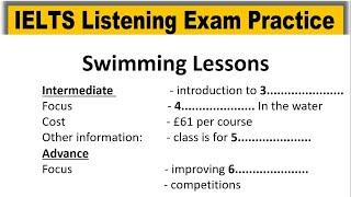 Swimming Lessons listening practice test 2024 with answers | IELTS Real Exam Listening Test | IDP