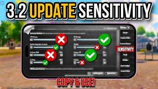 PUBG MOBILE 3.2 UPDATE SENSITIVITY SETTINGS  THE BEST ZERO RECOIL  + CODE