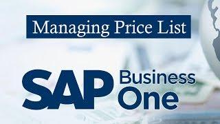 SAP BUSINESS ONE | PRICE LISTS | PRICING IN SAP BUSINESS ONE |  MANAGING PRICE LISTS