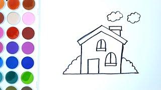 HOUSE DRAWING AND PAINTING WITH WATER COLORS | EASY DRAWING TUTORIALS FOR CHILDREN | I LOVE DRAWING