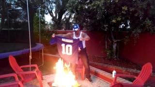 Crazy Fan Burns Eli Manning's Jersey (Original Video)