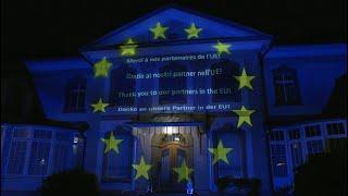 Lichtshow an der deutschen Residenz in Bern zum Abschluss der EU-Ratspräsidentschaft