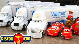 Disney Cars Wally Haulers Brother Marty Piston Cup Hauler with Team Lightning Mcqueen!