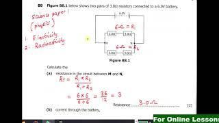 2024 GCE Science paper 1 (physics) questions on electricity and radioactivity.