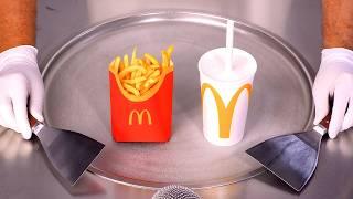 Epic McDonald's Fries + Milkshake Ice Cream Rolls Challenge (ASMR)
