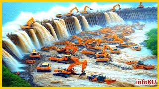 China is very fast | using heavy equipment to overcome dike breach in China