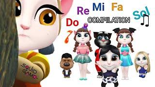 My Talking Angela 2 vs Talking Tom Friends Squid Game Do Re Mi Fa Sol COMPILATION