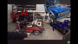 Free abandoned junk golf cart from @letsdig18 gets a new life as a wild Ford Bronco