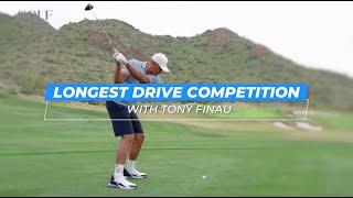 Tony Finau tries to hit his longest drive