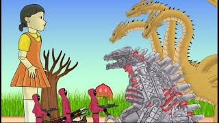 Squid game vs Mechagodzilla, King Ghidorah : Drawingcartoon2