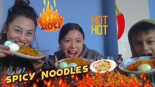 Hot Spicy noodles challenge#challenge |Meera Shrestha| #vlog45