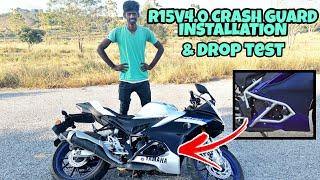 R15V4.0 crash guard installation | drop test | raghudsp | tamil