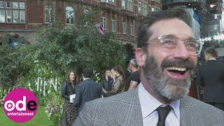 Good Omens star Jon Hamm tells us about Michael Sheen's obsession with sheep