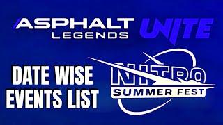 Asphalt 9 Legend Unite New Season Date Wise Events List BOS SPOTLIGHT Car Hunts GP Unleashed