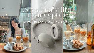 days in my life as an indonesian working in singapore ‍ new Sony XM5 headphones, working, cafe