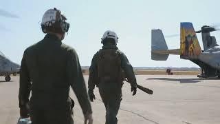 U.S. Marines fly MV-22B Ospreys to Nackeroo Airfield, NT, Australia
