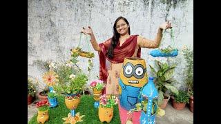 DIY Flower Pot from Waste bottles || Anushree's Craft Box || Best out of waste