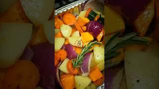 Fresh veggies, olive oil, and herbs—ready to roast! #youtubeshorts #shorts #roastedvegetables