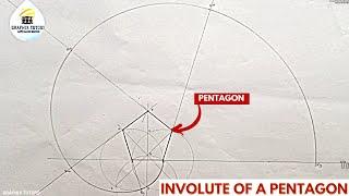 INVOLUTE OF A PENTAGON, triangle, circle, square in technical engineering drawing