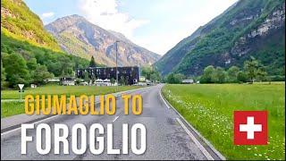 Driving in Switzerland  from Giumaglio to Foroglio Waterfall in May 2023