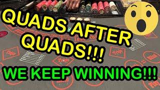 ULTIMATE TEXAS HOLD 'EM in LAS VEGAS! QUADS AFTER QUADS! AMAZING SESSION 