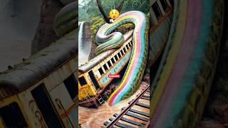 AI Travel Relaxing | Natural Discovery | Rainbow Python vs Train #shorts #trending #art