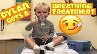 TODDLER GETS A NEBULIZER BREATHING TREATMENT AT THE DOCTOR'S OFFICE, SICK KID, FEVER & COUGHING :(