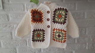 EASY CROCHET FOT BEGINNERS.HOW TO CROCHET BABY SWEATER.baby cardigan knitting tutoriald.BEBEK HIRKA