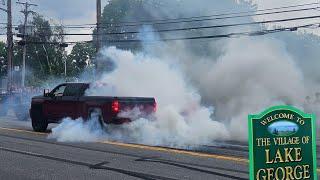 Chaos on the Lake George Strip! Burnouts, Cops, Reving, Rolling Coal