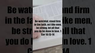 Be watchful, stand firm in the faith, act like men, be strong, let all that you do be done it love.